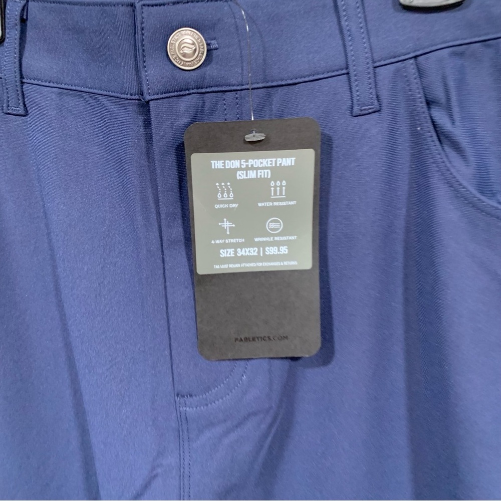 NEW Fabletics Pants Mens 34x32 Navy The Don 5 Pocket Slim Stretch Chino - Picture 5 of 10